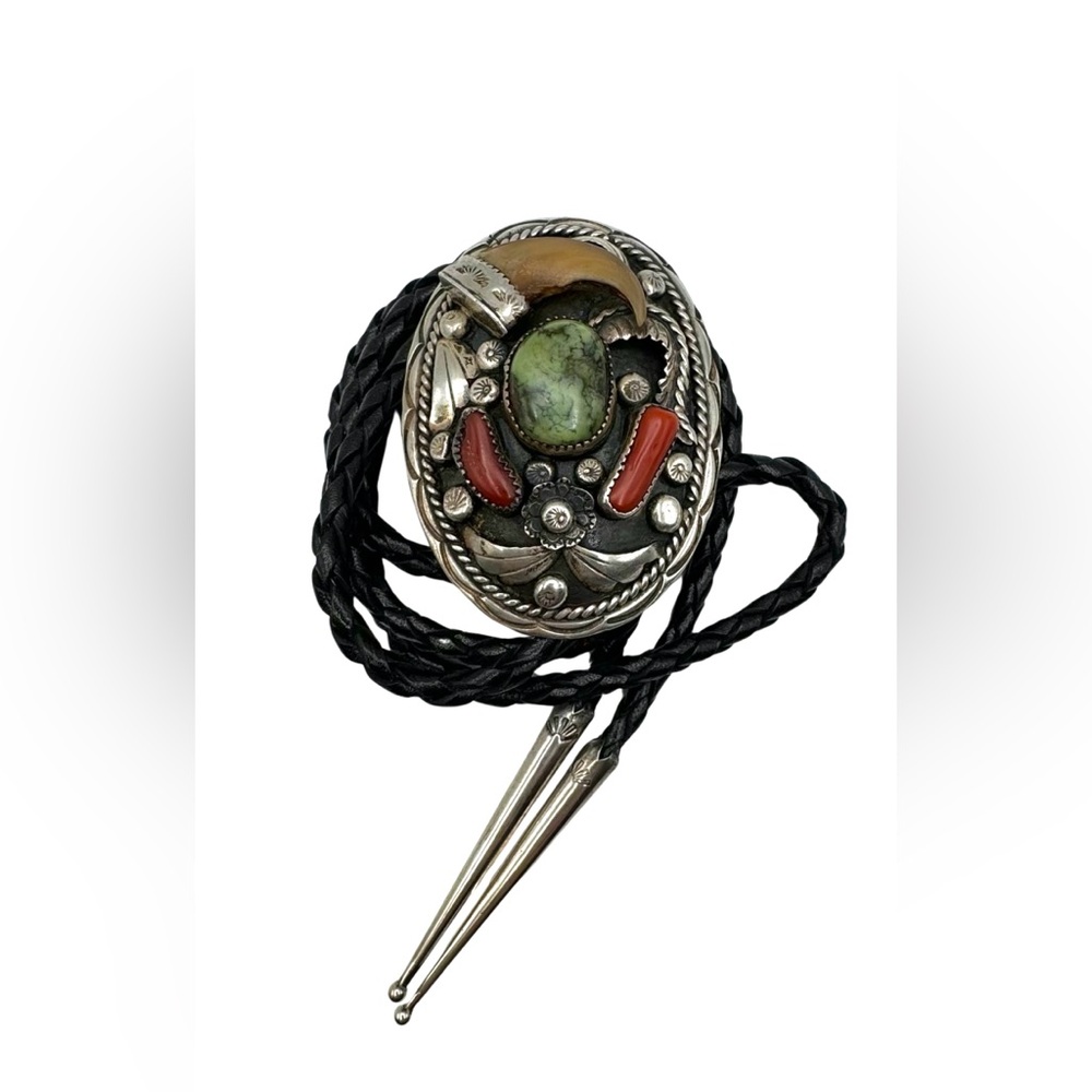 Silver and Black Bolo Tie